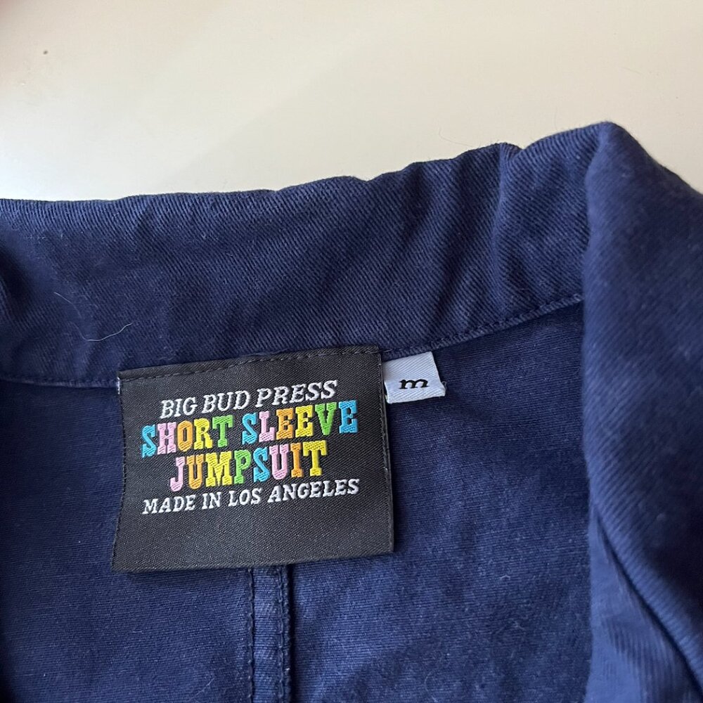 Big Bud Press Navy Blue Short Sleeve Jumpsuit Coverall Medium - Picture 3 of 5